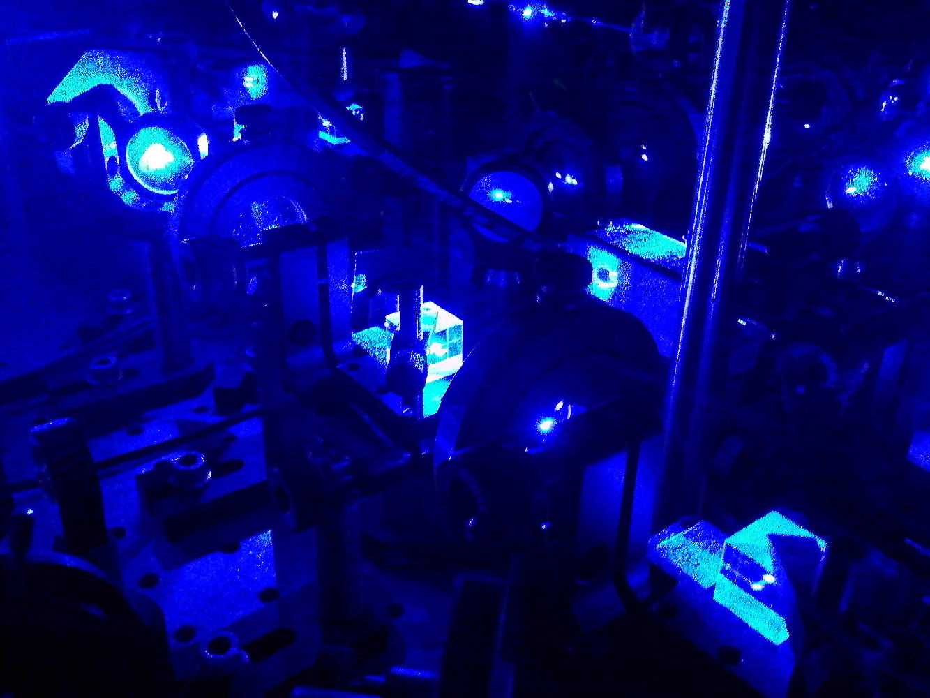Laser light through some components of the MOT setup